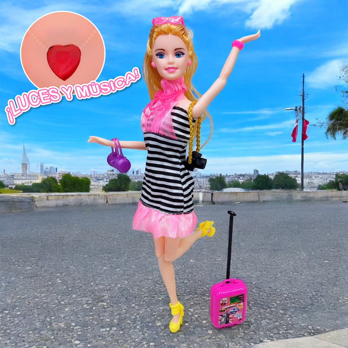 Miniatura 3 de Muñeca Articulada Viajera Collar HB041